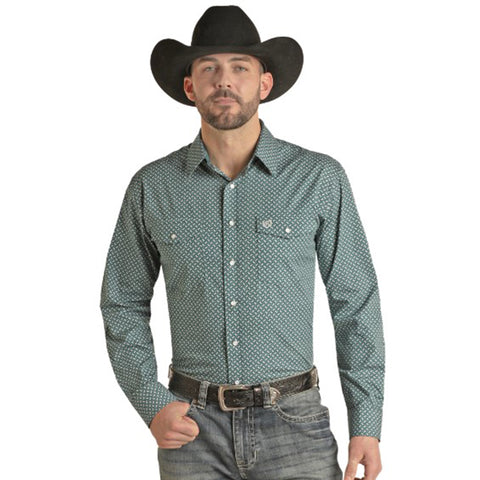 Panhandle Men's Evergreen Geo Snap Shirt