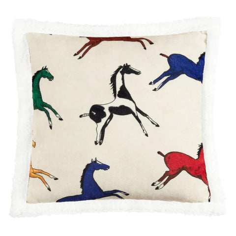 Colored Wild Horses Pillow