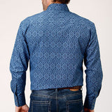 Roper Men's Blue Geo Print Shirt