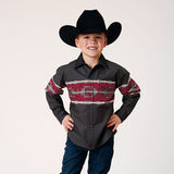 Roper Boy's Black/Red Aztec Border Shirt