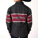 Roper Boy's Black/Red Aztec Border Shirt