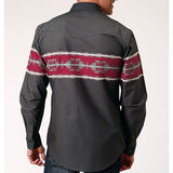 Roper Men's Black/Red Aztec Border Shirt