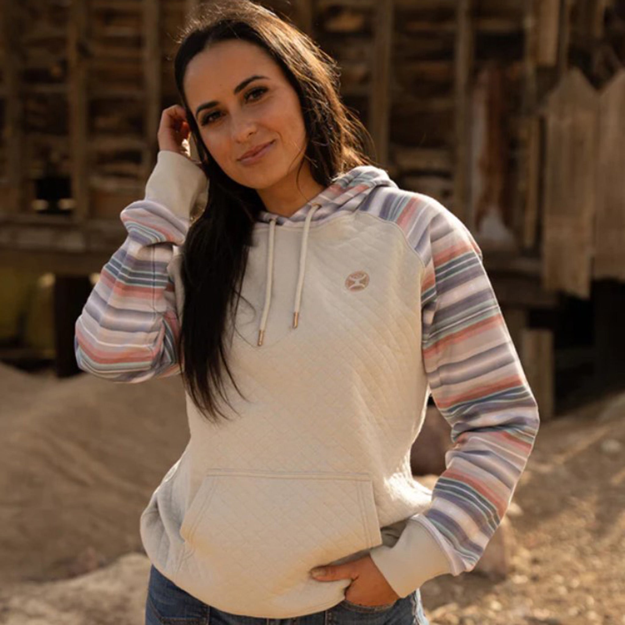 Hooey Women's Cream Serape Quilted Hoodie - Main Image