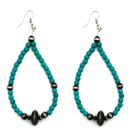 Turquoise and Navajo Pearl Teardrop Earrings