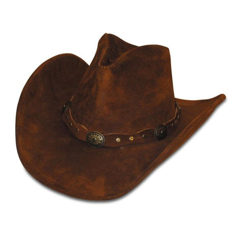 Brown Leather Hat with Concho Accent