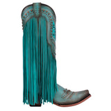 Corral Women's Turquoise Crystal/Studs Fringe Boots