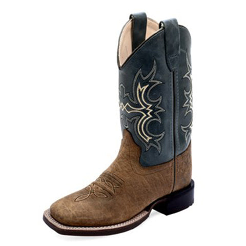 Jama Old West Youth Brown/Blue Square Toe
