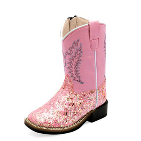 Old West Toddler Pink Glitter Boots