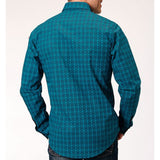 Roper Men's Green & Teal Tile Print Shirt