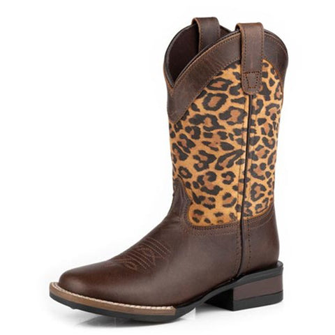 Roper Kid's Brown & Leopard Top Boots