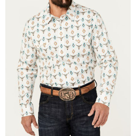 Rock & Roll Men's Cream Skull & Aztec Shirt