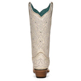 Corral Women's Bone Embroidered Crystals Snip Toe