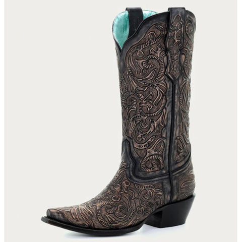 Corral Women's Black Hand Tooled Western Boots