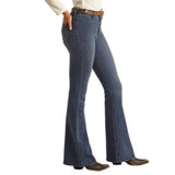 Rock & Roll Women's Med Wash Button Flare Jeans