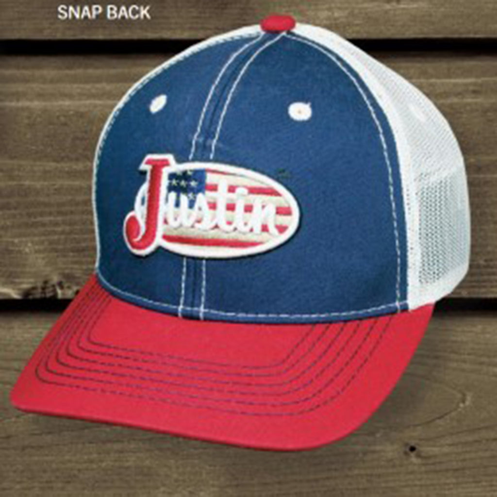 Justin Navy & Red Flag Logo Cap