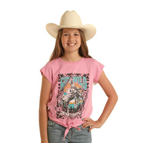 Panhandle Girl's Pink Get Wild Bronc Tee