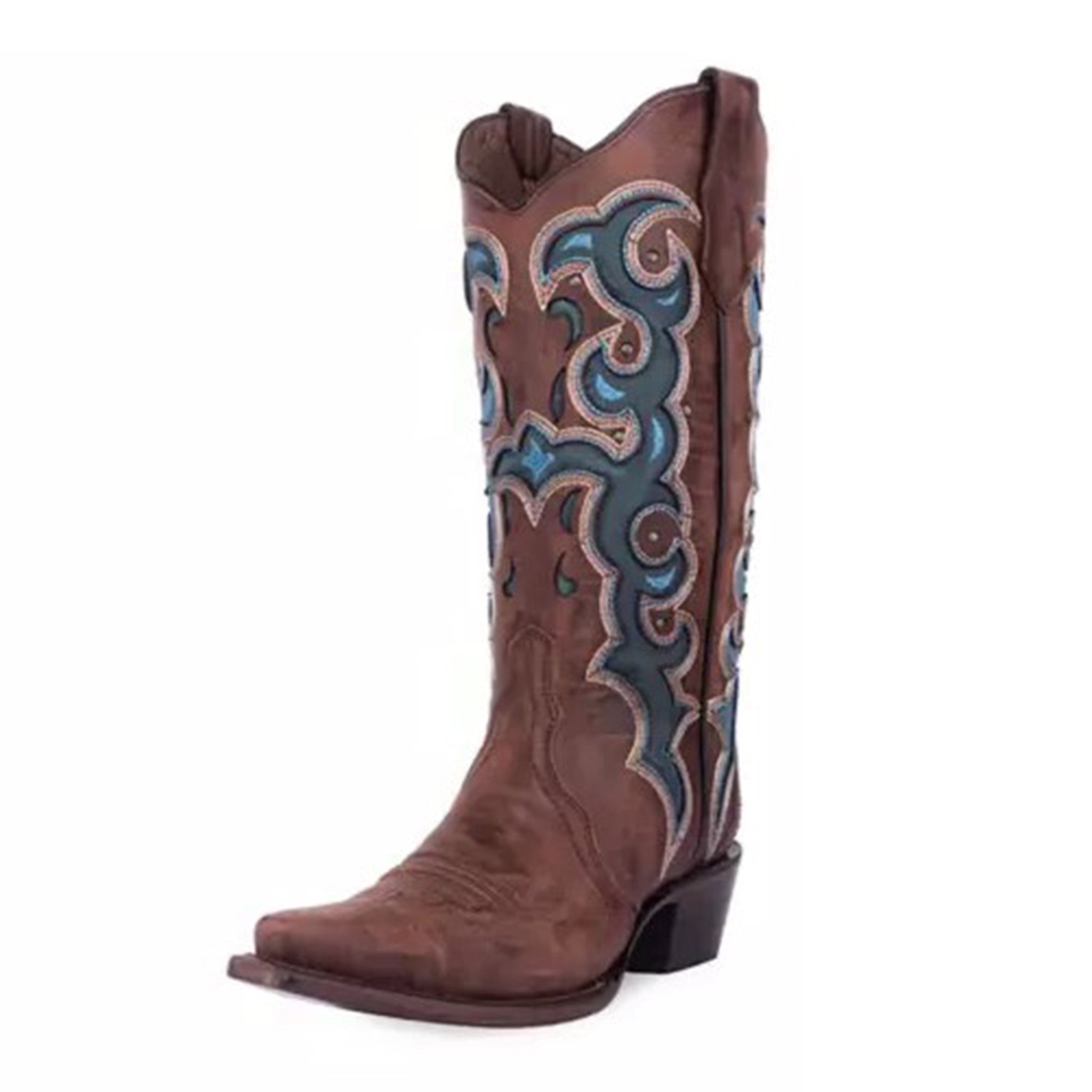 Corral Women's Brown/Turquoise Scroll Inlay Western Boots Corral Women's Brown/Turquoise Scroll Inlay Western Boots
