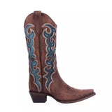 Corral Women's Brown/Turquoise Scroll Inlay Western Boots
