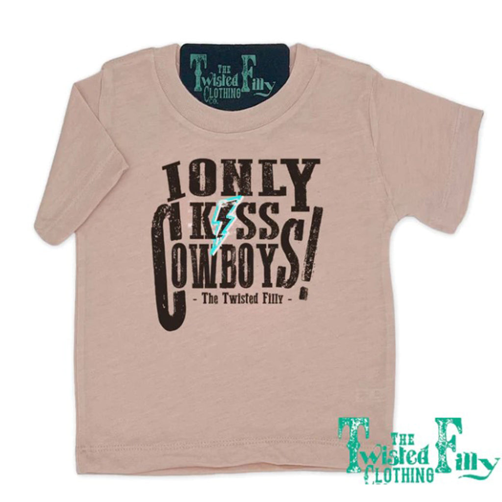 Dusty Rose Toddler I Only Kiss Cowboys Tee