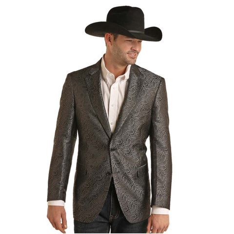 Rock & Roll Men's Black Jacquard Sports Coat