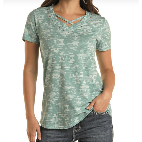 Panhandle Women's Criss Cross Aqua T-Shirt