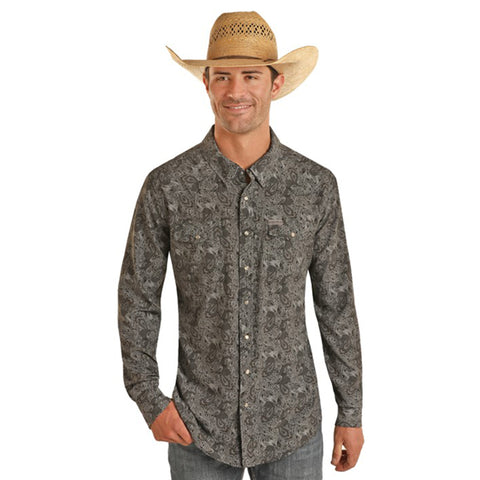 Panhandle Men's Charcoal Paisley Shirt