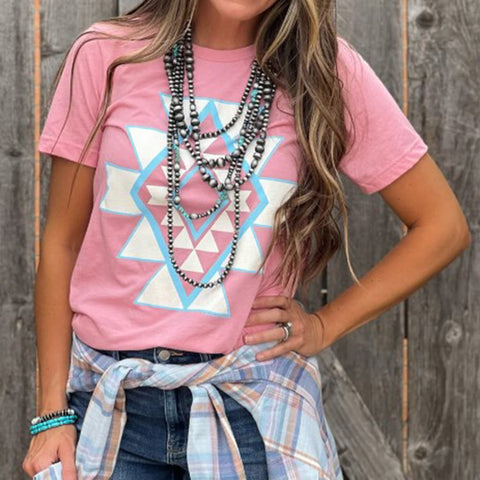 Texas True Threads Women's Ginger Aztec Tee