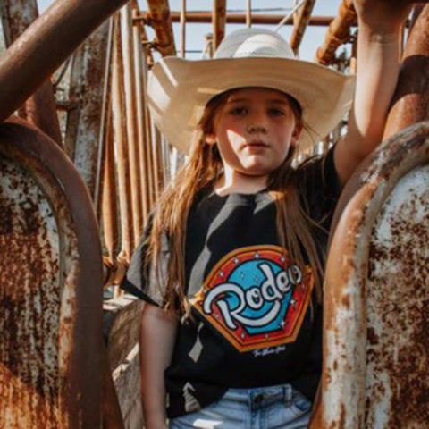 The Whole Herd Kid's Black Retro Rodeo Tee
