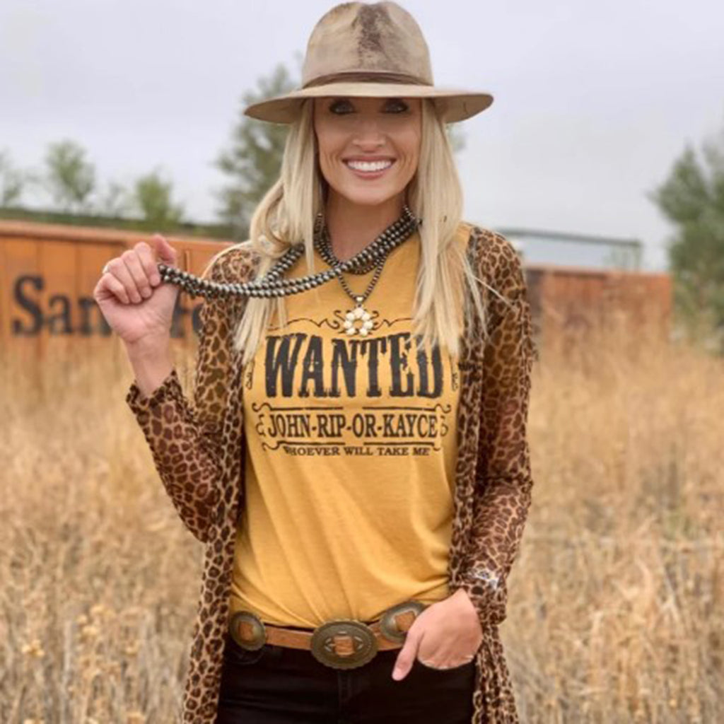 Texas True Threads Women's Wanted Yellowstone Tee