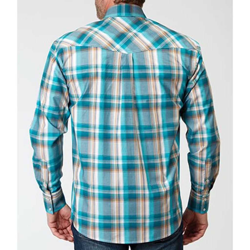 Roper Men's Multi Turquoise Plaid Shirt Roper Men's Multi Turquoise Plaid Shirt