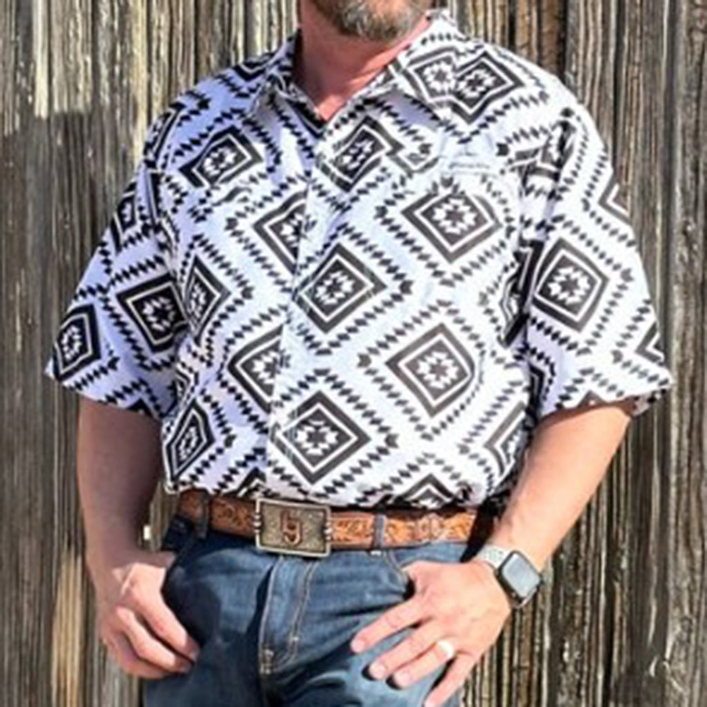 Black and White Aztec Fishing Shirt