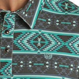 Rock & Roll Men's Turquoise & Grey Aztec Polo