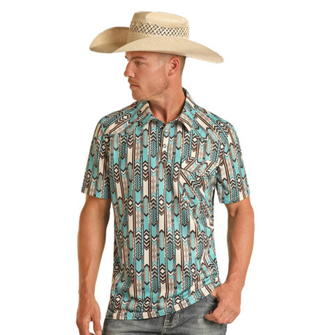Rock & Roll Men's Turquoise & Brown SW Polo