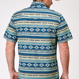 Roper Men's Blue Southwest Aztec Short Sleeve