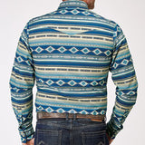 Roper Men's Blue Southwest Aztec Long Sleeve