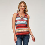 Roper Women's Red Multi–Stripe Aztec Tank