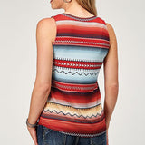 Roper Women's Red Multi–Stripe Aztec Tank