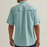 Wrangler Men's Blue & White Plaid Short Sleeve