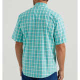 Wrangler Men's Aqua/White Plaid Short Shirt