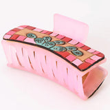 American Darling Pink Painted Cactus Leather Hairclip