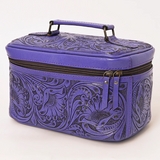 American Darling Purple Tooled Leather Make-Up Tote