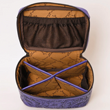 American Darling Purple Tooled Leather Make-Up Tote
