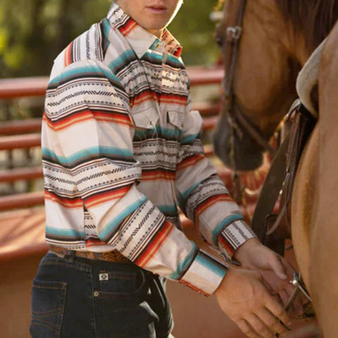 Hooey Men's SOL Cream Serape Long Sleeve