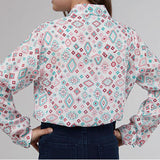 Roper Girl's White Aztec Long Sleeve Tie Bottom