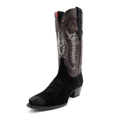 Ferrini Women's Black Roughout Stampede Western Boot