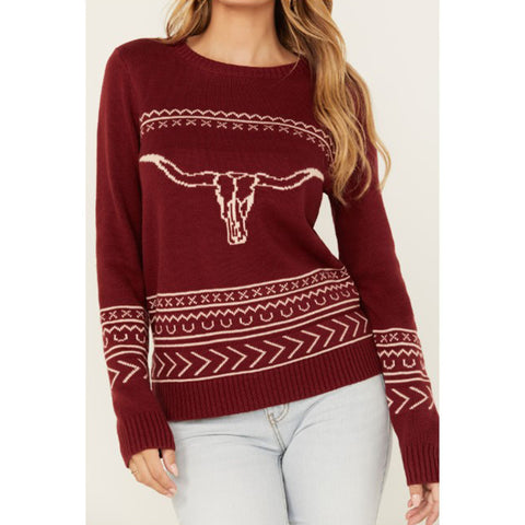Cotton & Rye Women's Wine Longhorn Sweater