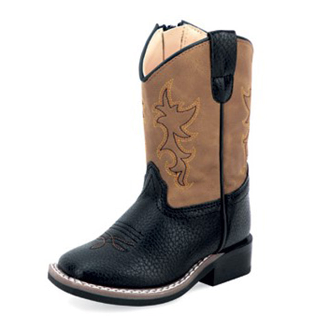 Toddler Black/Brown Square Toe Boot