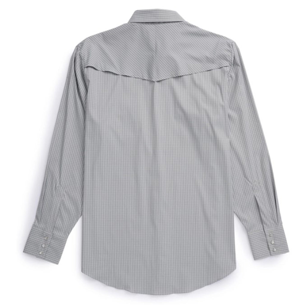 Coevals Club Men's Western Pearl Snap Button Up Shirt - Long Sleeve Plaid, Two Pockets, Gray Plaid 4XL