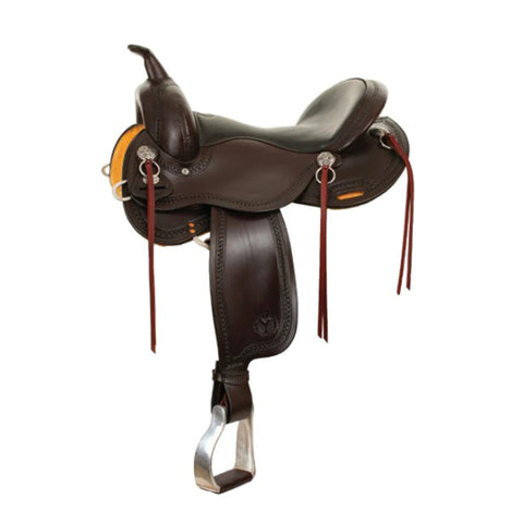 walnut colored smooth leather tooled edges saddle