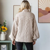 Women's Beige Argyle Textured Sweater